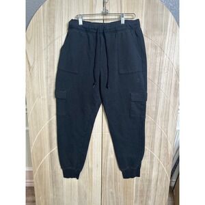 PINK Victoria's Secret Black Fleece Cargo Joggers Sweatpants Medium